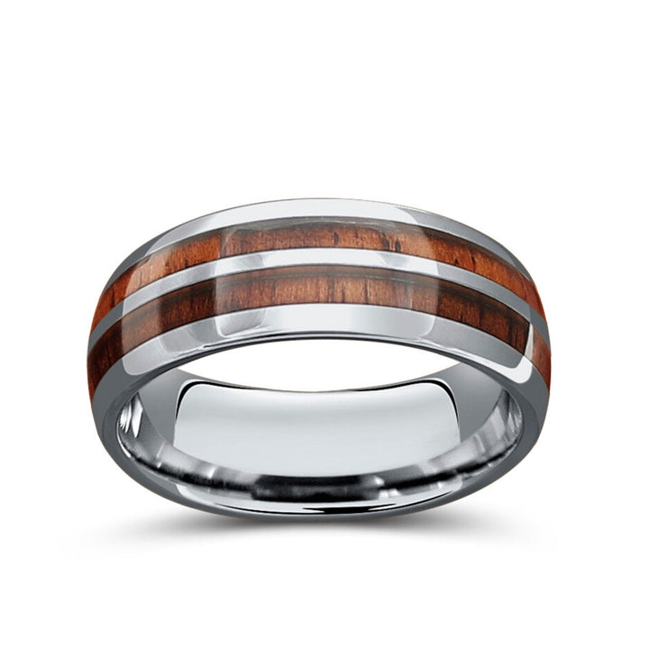 Men's Silver Wooden Barrel Ring (8mm) | Mens Wooden Ring