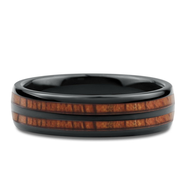 Black Wood Barrel Wedding Ring