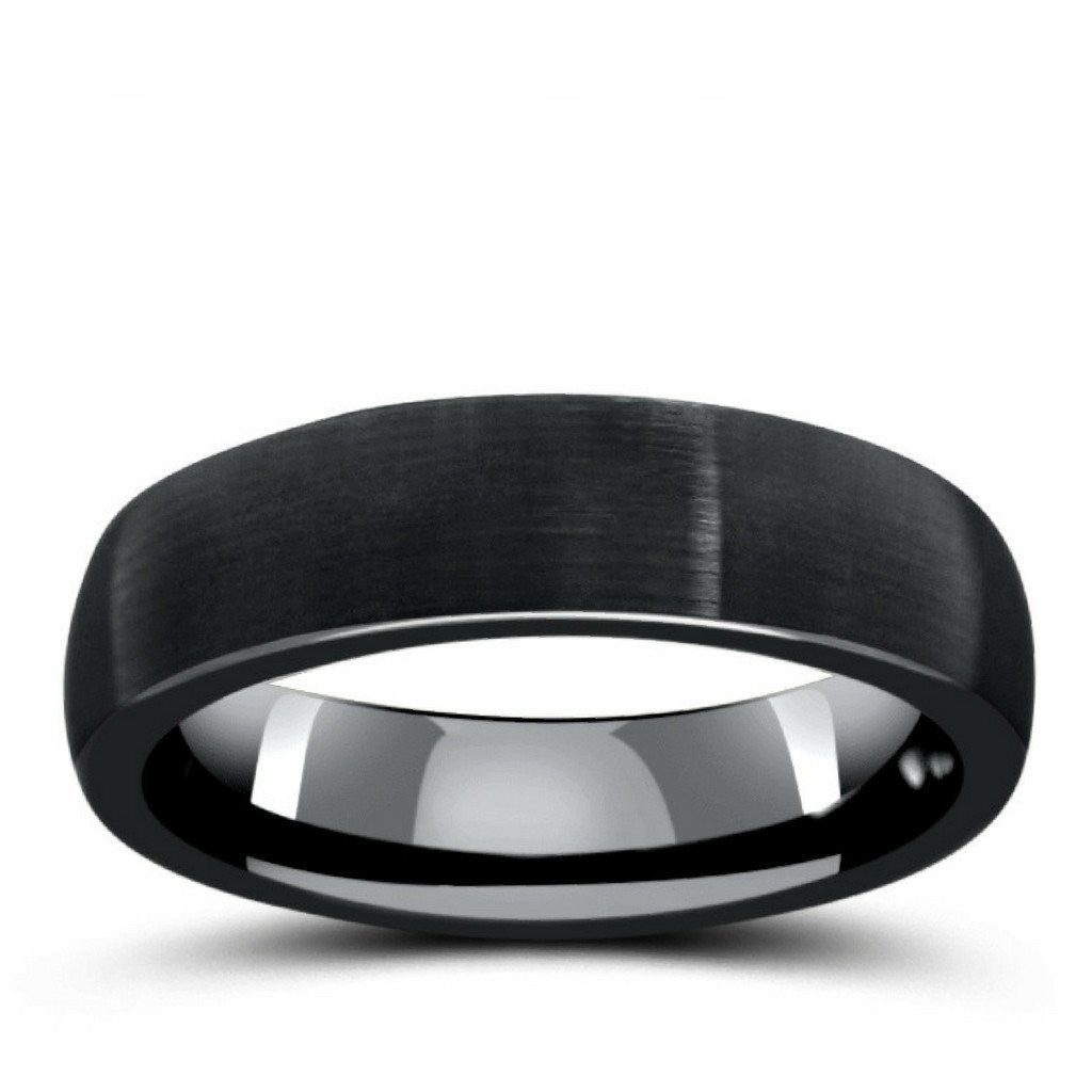 Mens wedding band matte black store