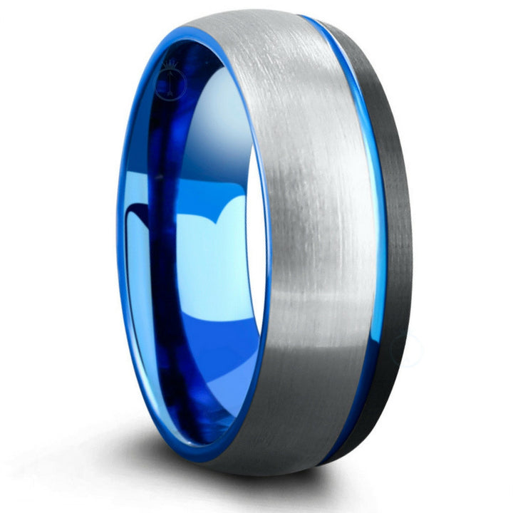 Mens 8mm Brushed Tungsten Wedding Ring