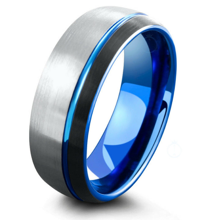 Mens 8mm Brushed Tungsten Wedding Ring