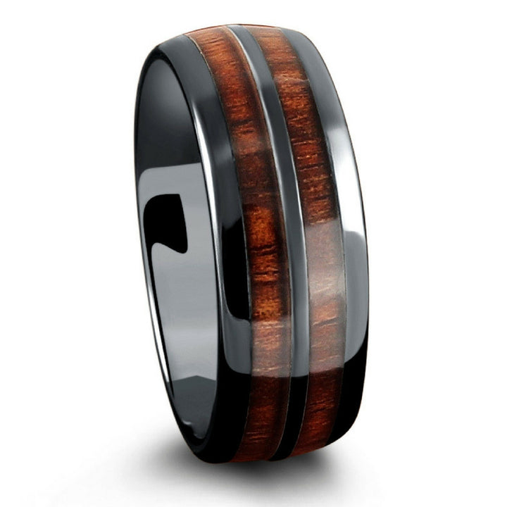 The Barrel Ceramic Koa Wood Wedding Ring
