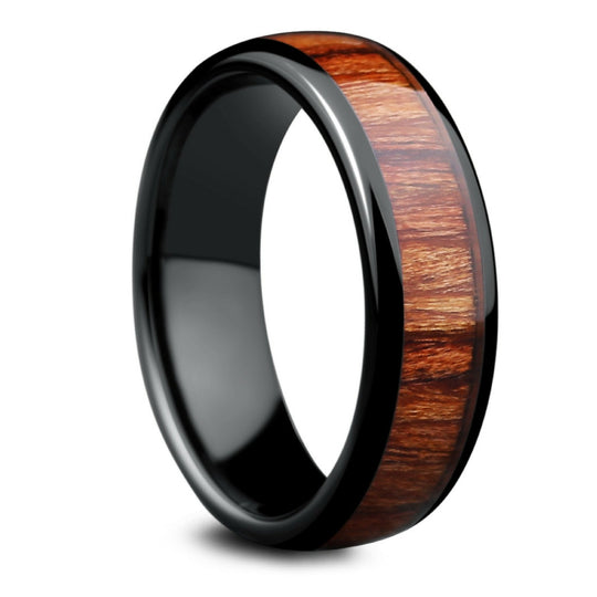 Classic Black - Polished Zirconium Wooden Ring (6mm Width) – Northern ...