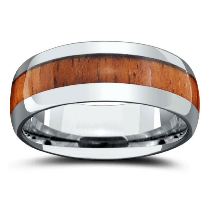 Mens Wooden Wedding Band Made From Tungsten and Koa Wood