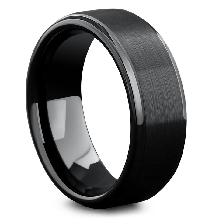 Men's Modern Black Wedding Ring | Nitro Black 2
