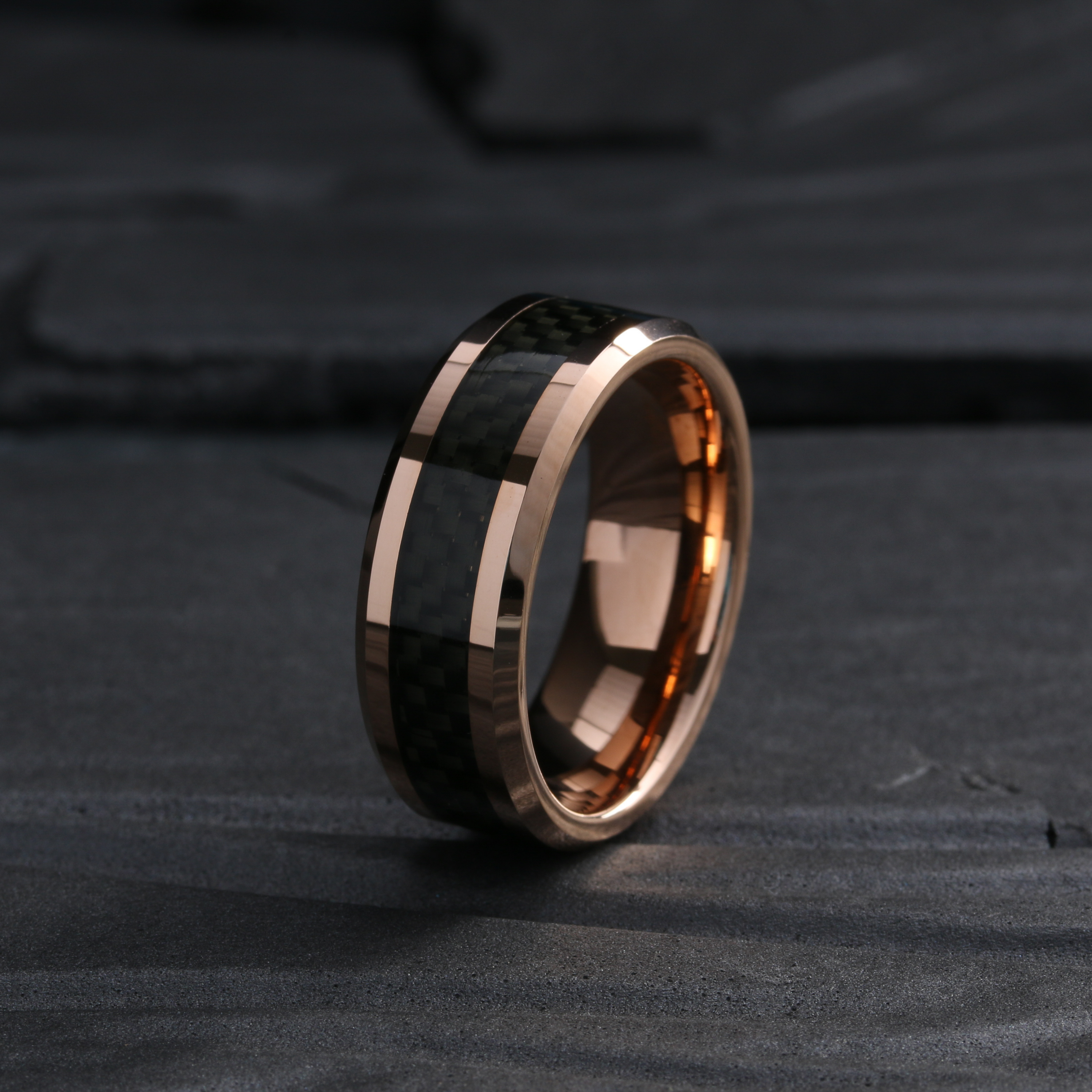 Black Carbon Rose Rose Gold Plated Tungsten Black Carbon Fiber