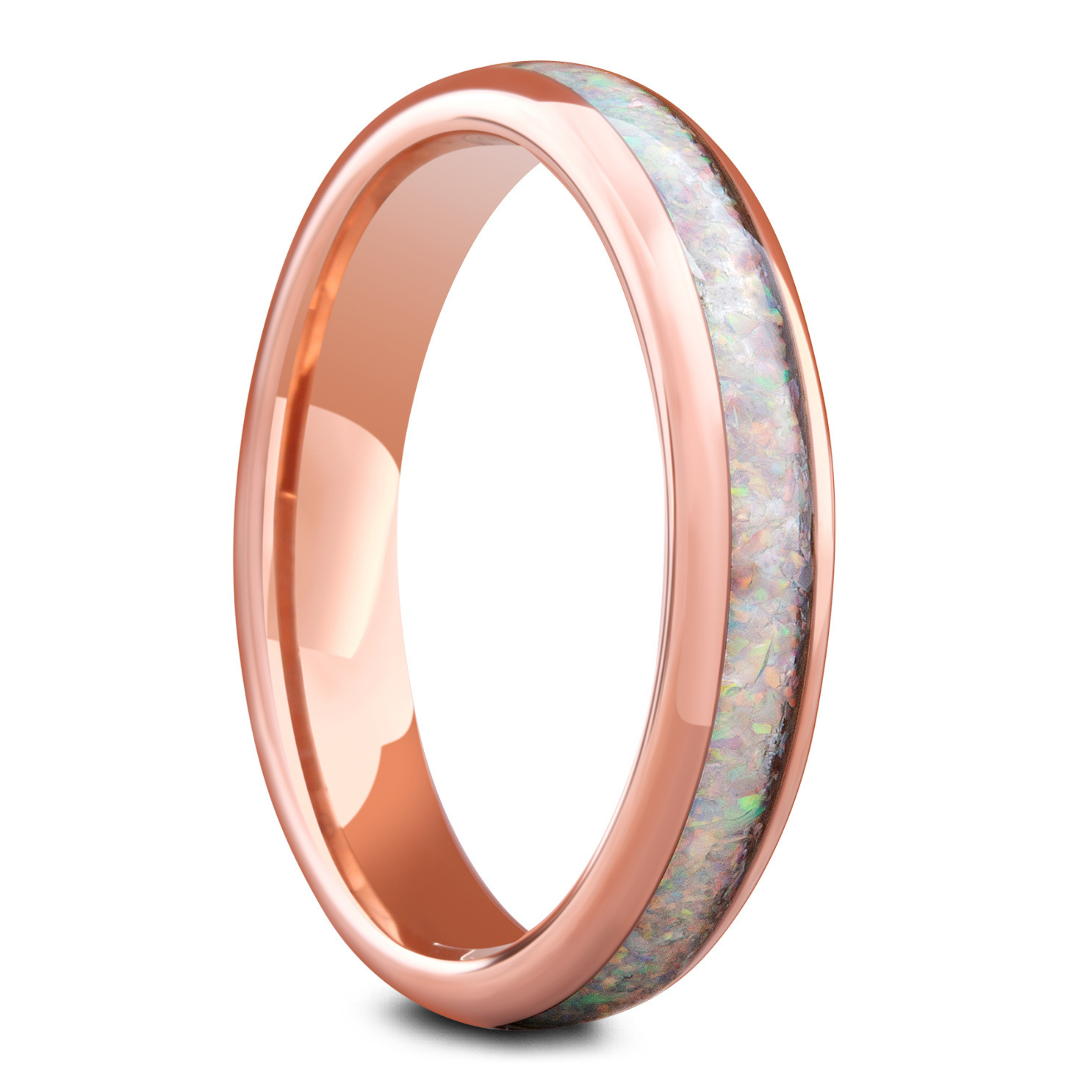 Damenring Edelstahl Mit Opal & Roségold – Geflochtenes Design, Größe 5-8