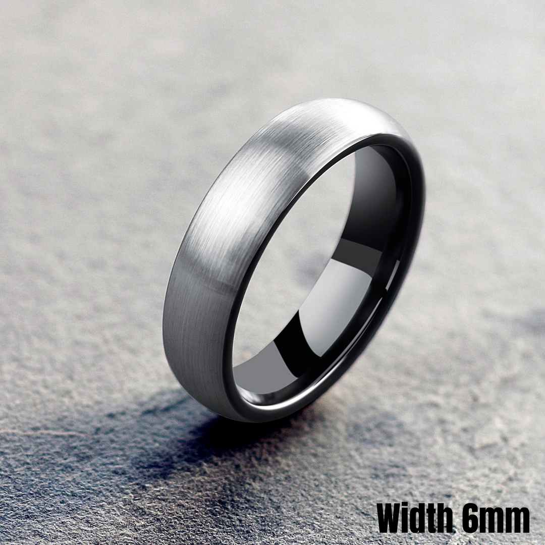 Men's Modern Wedding Ring - Silver Brushed Top