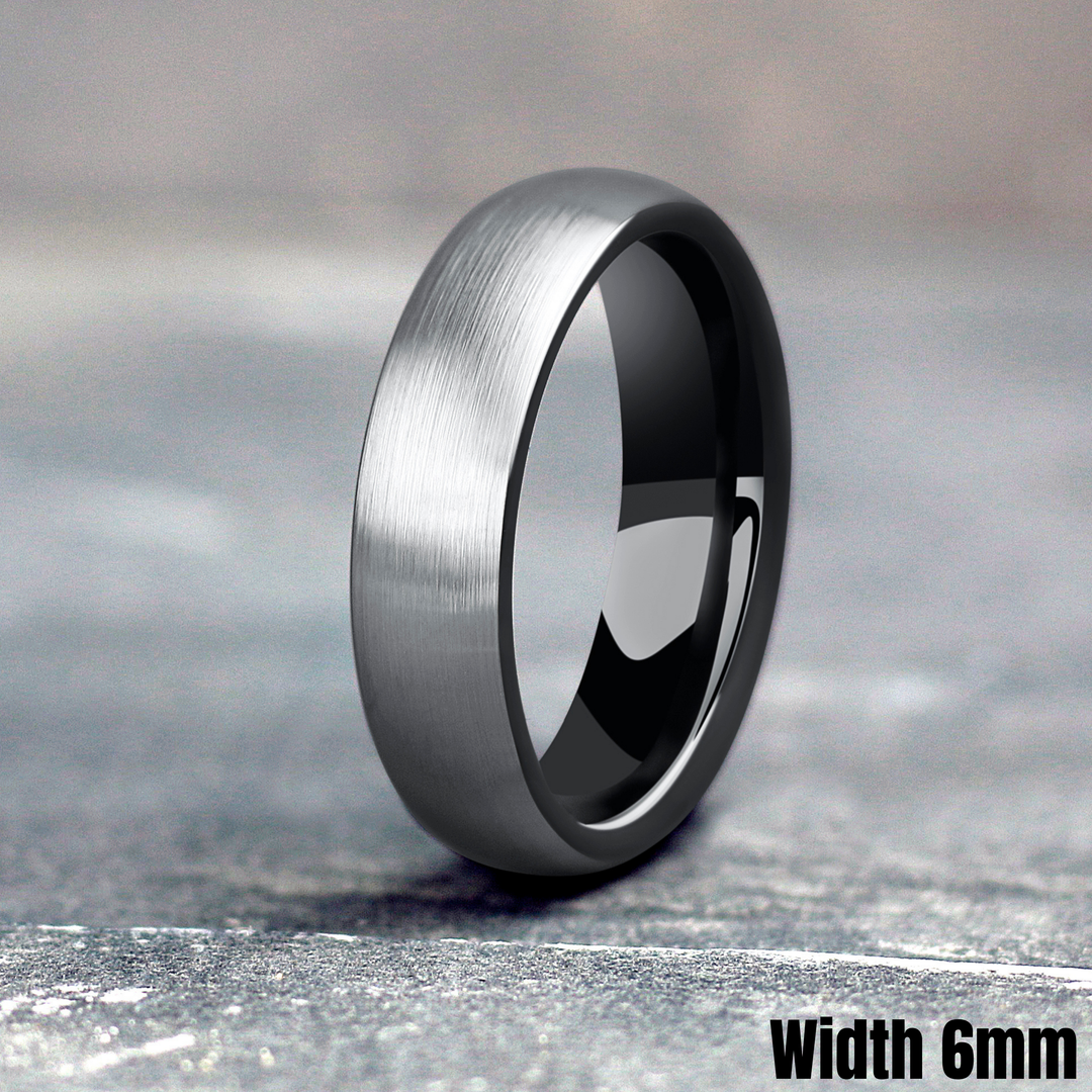 Men's Silver and Black Wedding Ring