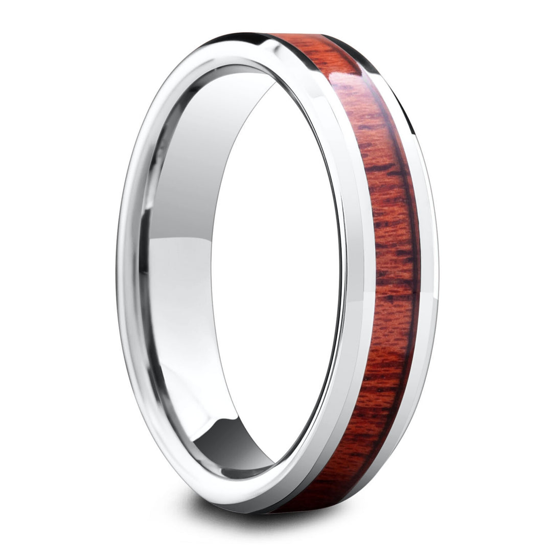 The Silver Yooper (5mm) - Silver Tungsten Wood Ring