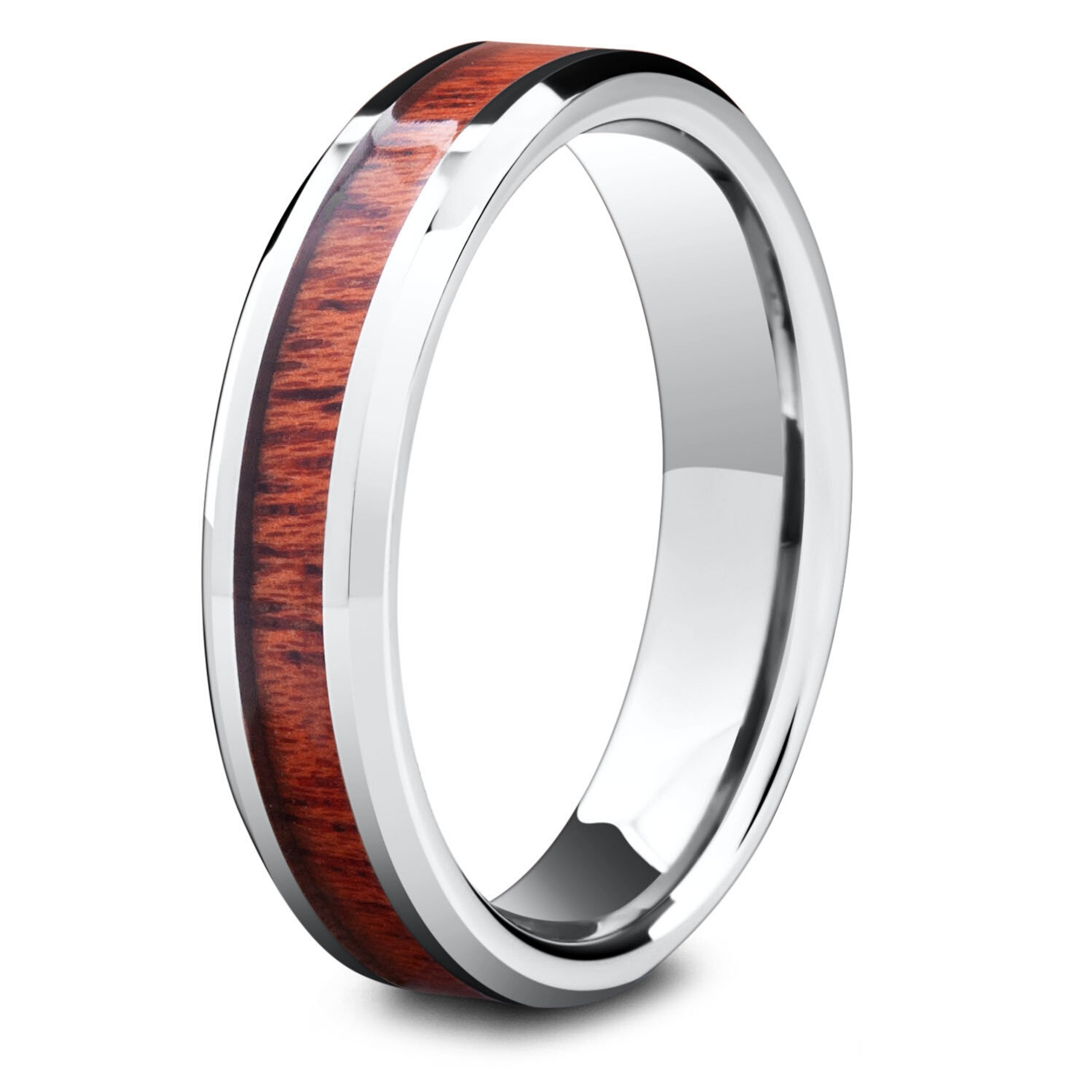 Mahogany Wood Ring Mens Wedding Band Tungsten Carbide outlet 8mm Engagement Band Man Mahogany Wood Wedding Band Silver Brushed Wedding Band Promise