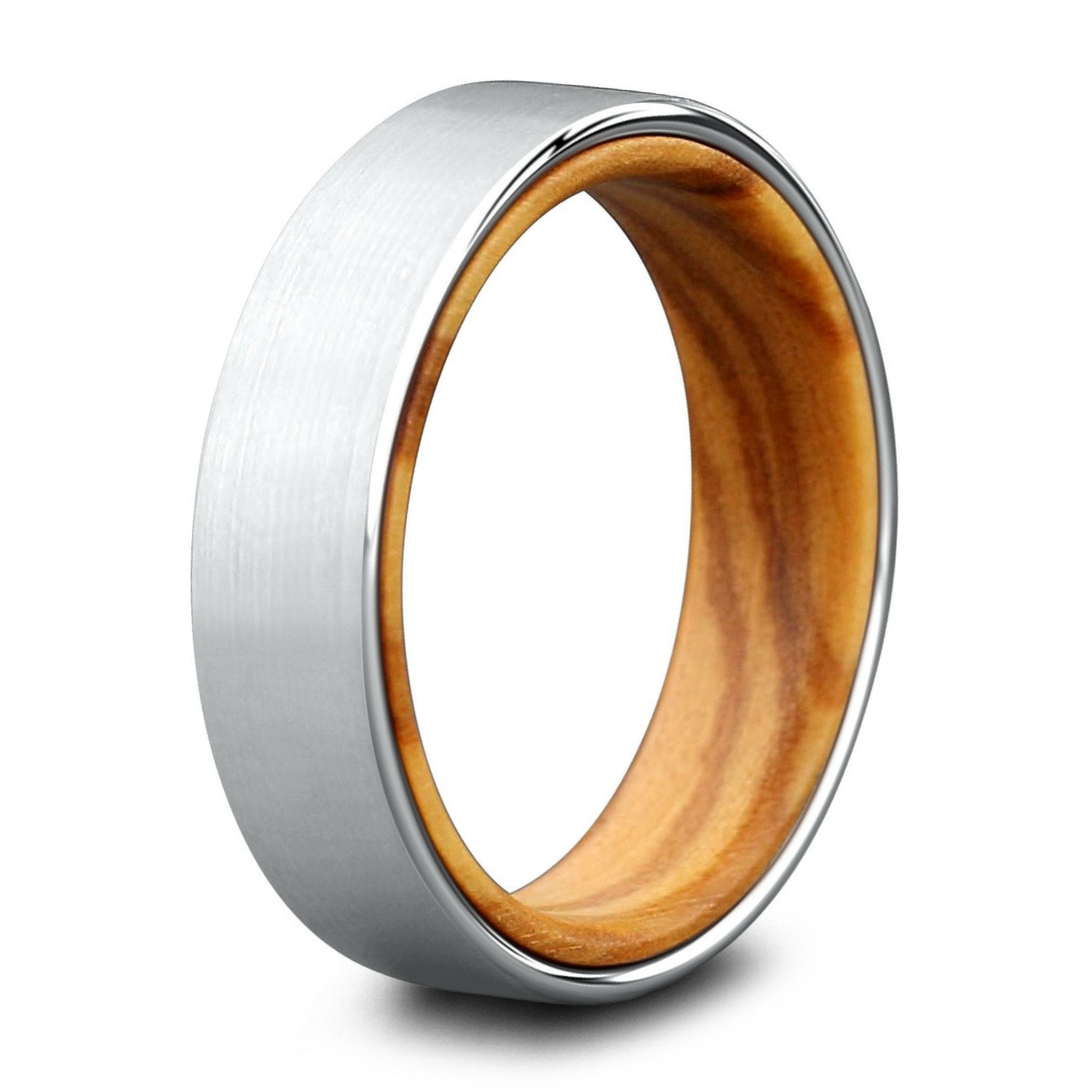 Tungsten ring store with wood inside