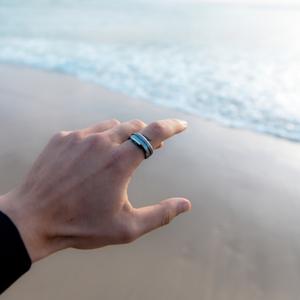 Men's Modern Silver and Blue Wedding Band