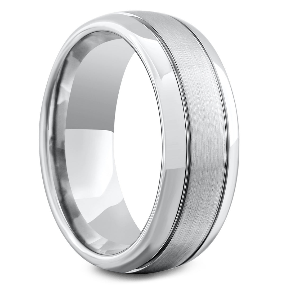 Men's Silver Tungsten Wedding Ring - The Gatsby