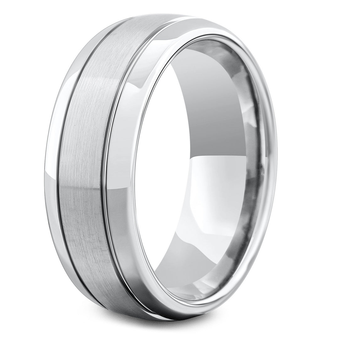 The Gatsby - Mens Silver Tungsten Wedding Ring