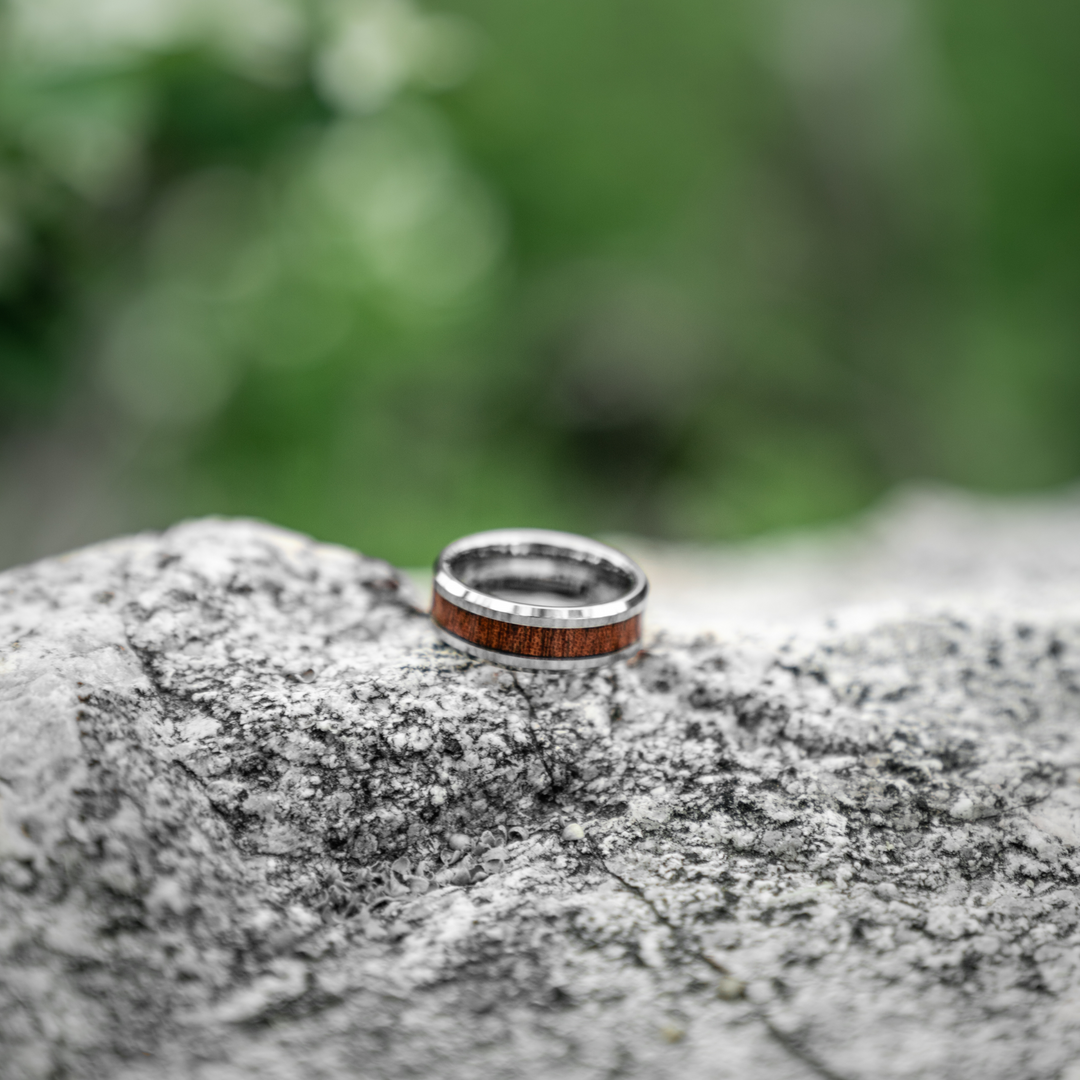 The Silver Yooper Wedding Band - Men's Silver Wood Wedding Band