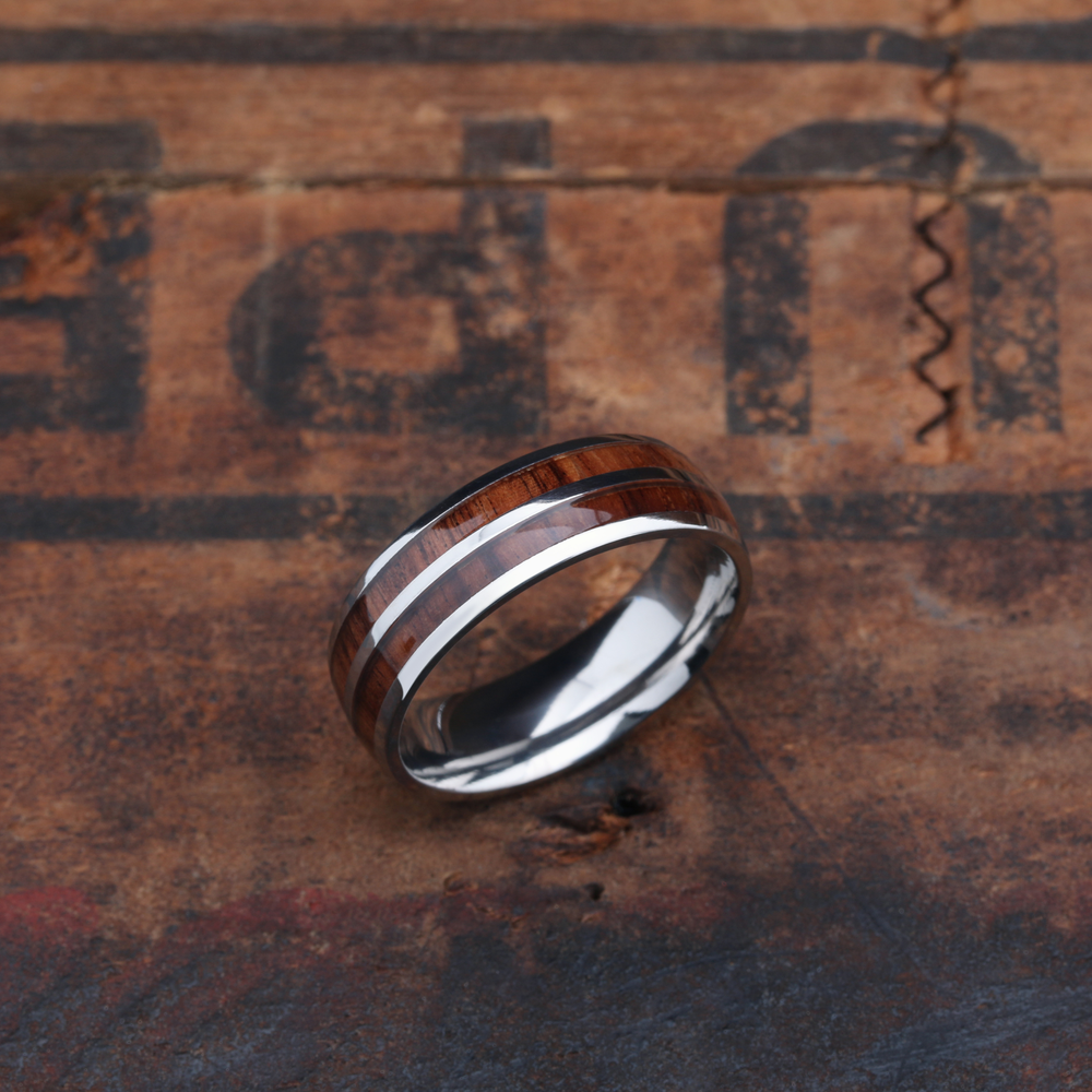 Titanium Wood Barrel Ring - Men's Wooden Barrel Ring