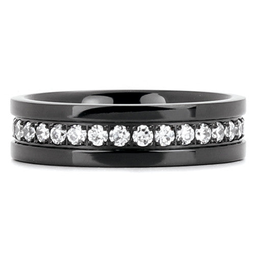 6mm Black Titanium Ring With Grade AA Cubic Zirconia Channel - NorthernRoyal - 3