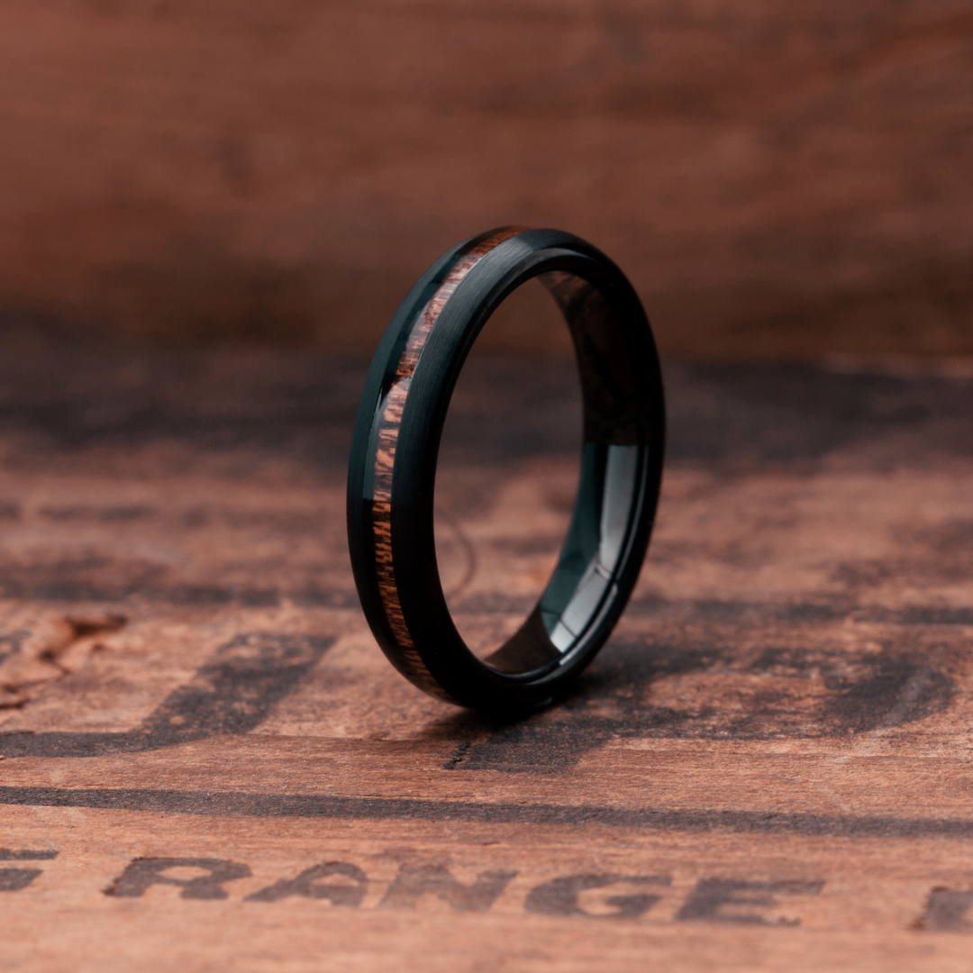 Women's 4mm Black Wooden Wedding Band | Black Forest Women's Wedding Band 3