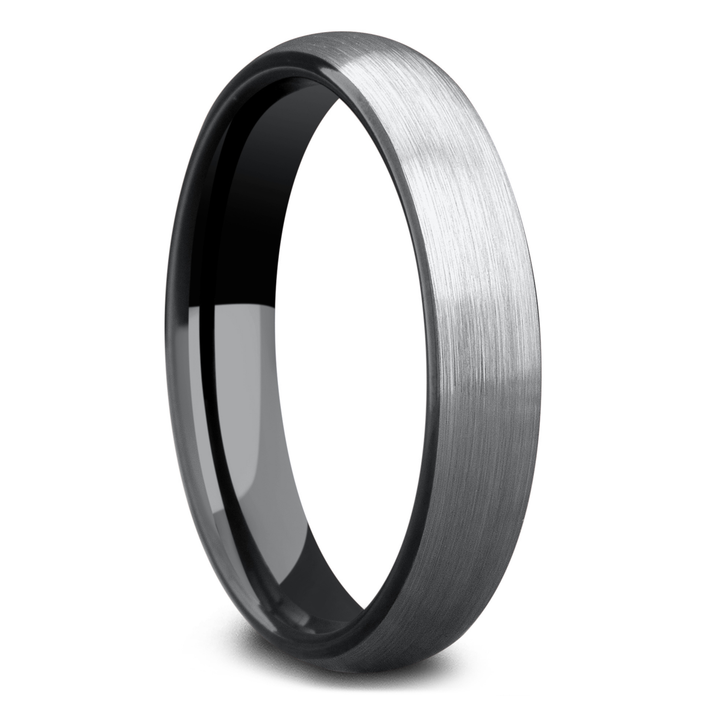 Women's Wedding Band Black and Silver