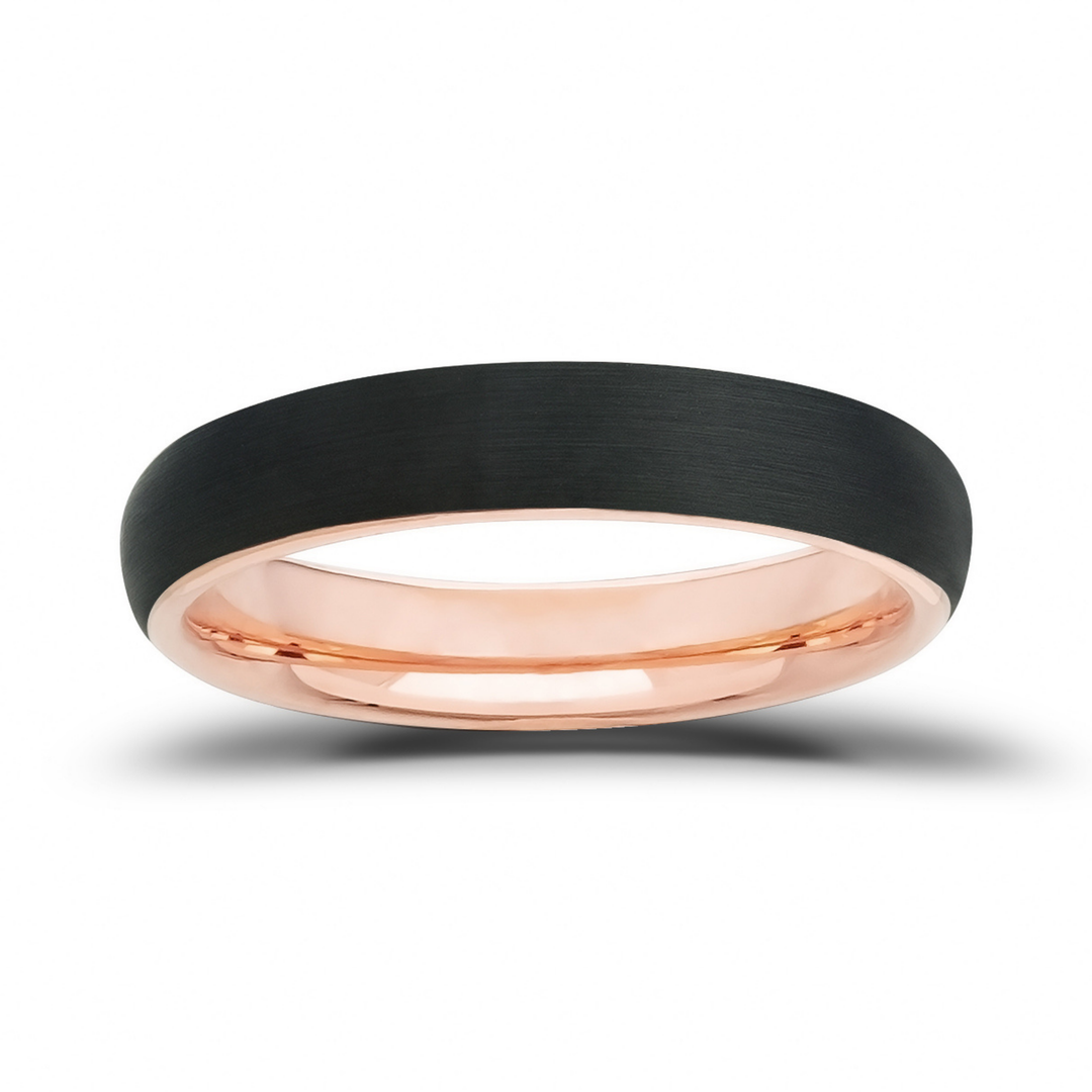 Women's Black and Rose Gold Wedding Band