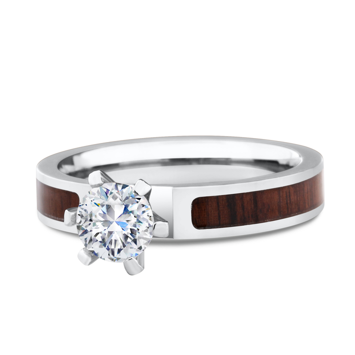 Women's Solitaire Diamond Wood Ring 