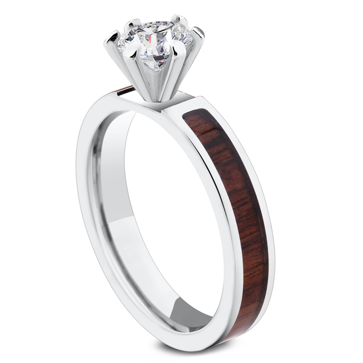Women's Solitaire Diamond Wood Ring 
