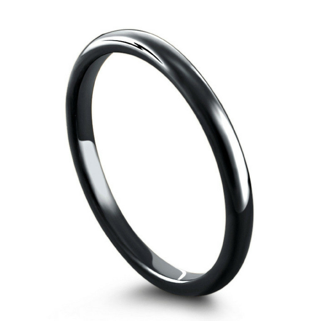 Women's Black Plated Tungsten Wedding Band: 2mm Width, Comfort Fit