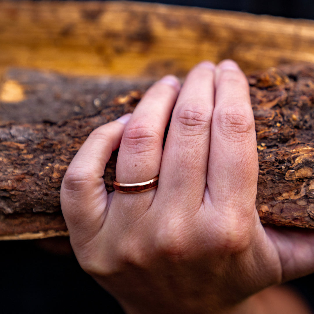 Womens Rose Gold Wooden Ring