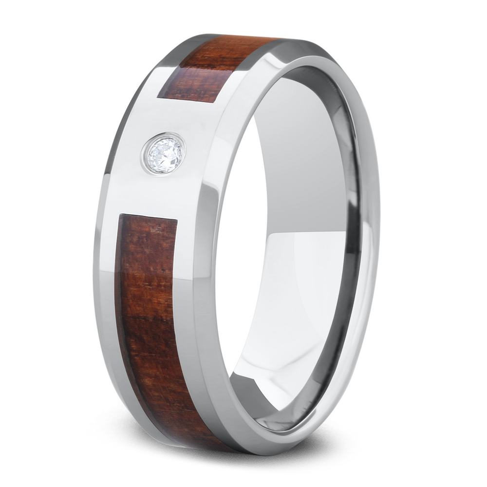 Men's Wood Diamond Wedding Ring
