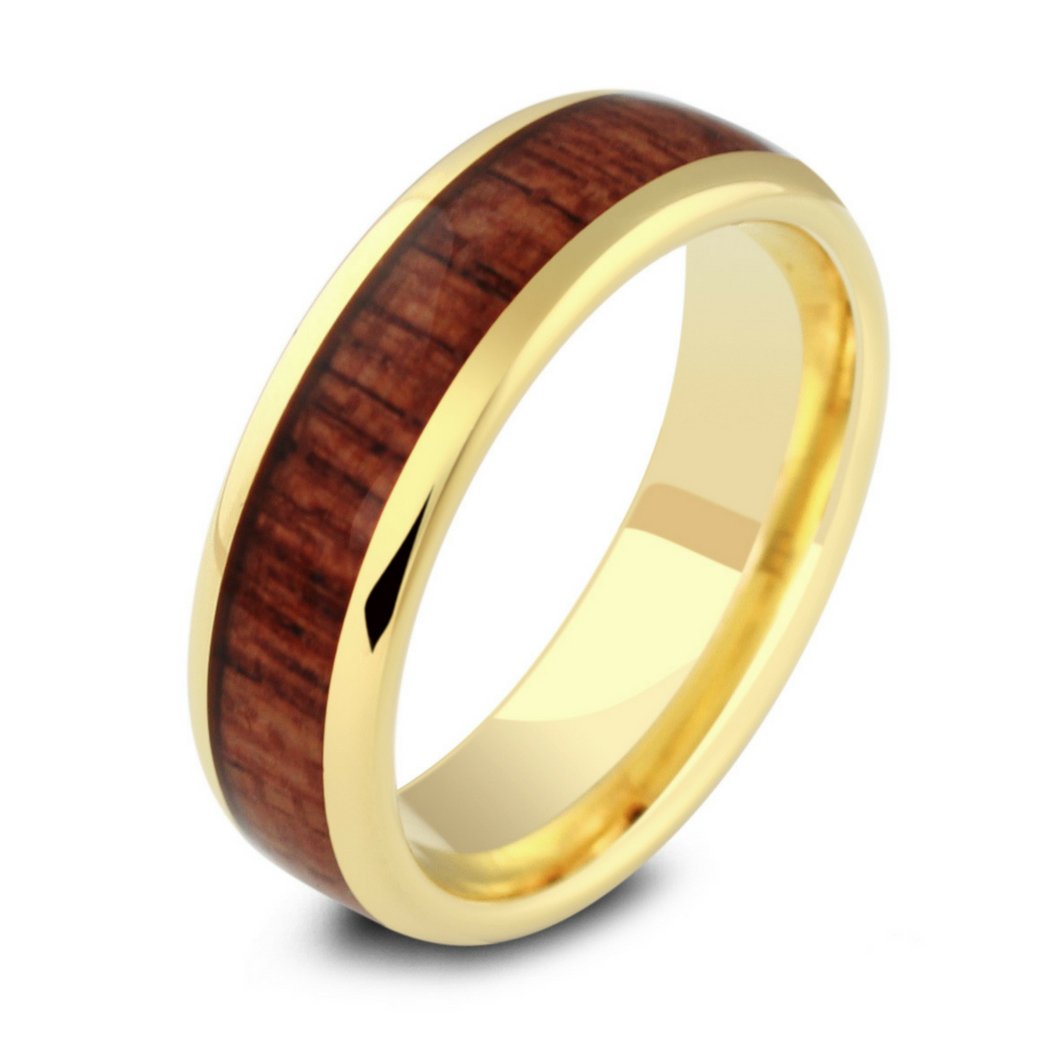 Wood and Yellow Gold Ring