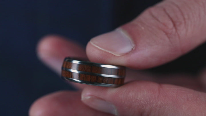 Men's Whiskey Barrel Ring | Silver In Color and Made Out Of Tungsten
