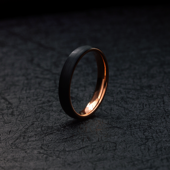 Women's Black and Rose Gold Wedding Band